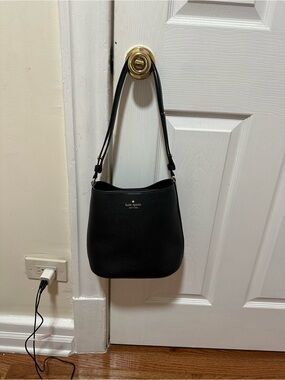 kate spade Black Pebbled Leather Hobo Shoulder Bag